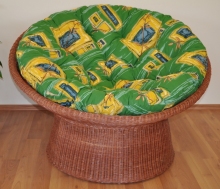 Ratanový papasan wicker cognac polstr zelený