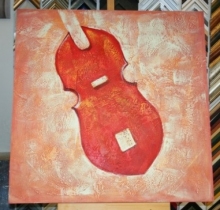 Obraz červené housle 90x90 cm