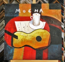 Obraz v kavárně s kytarou 60x60 cm