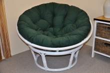 Ratanový papasan 115 cm bílý - polstr zelený dralon