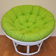 Ratanový papasan 100 cm bílý, polstr světle zelený melír