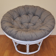 Ratanový papasan 100 cm bílý, polstr šedý melír