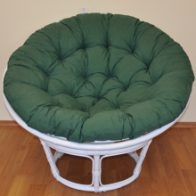 Ratanový papasan 100 cm bílý, polstr tmavě zelený melír