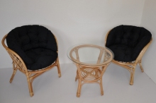 Ratanová sedací souprava Java polstr černý Maxi