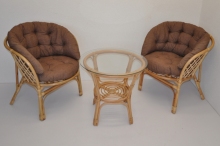 Ratanová sedací souprava Java polstr hnědý melír MAXI